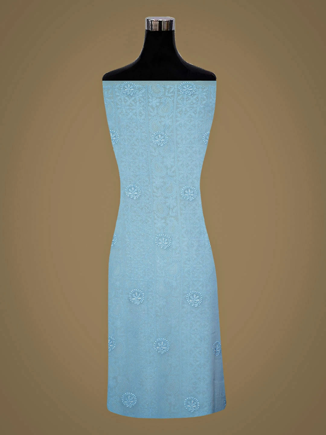Ada Hand Embroidered Blue Viscose Georgette Lucknowi Chikankari Unstitched Kurta Dupatta Set With Cutdana Work 01A957782