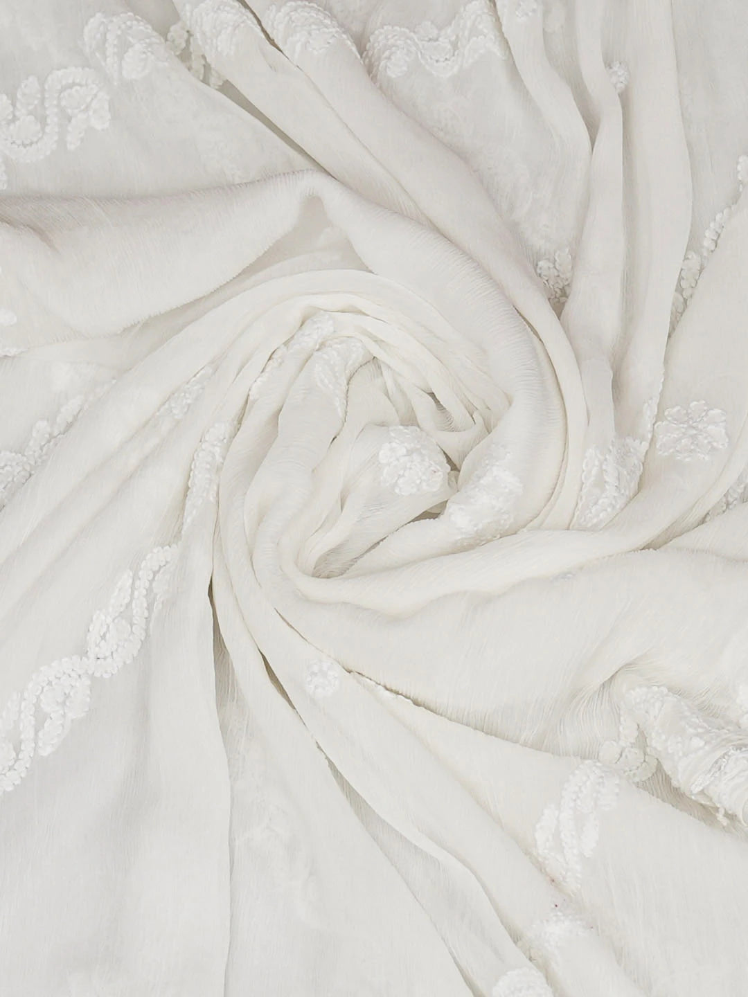 Ada Hand Embroidered White Chiffon Lucknowi Chikankari Dupatta 01A968369