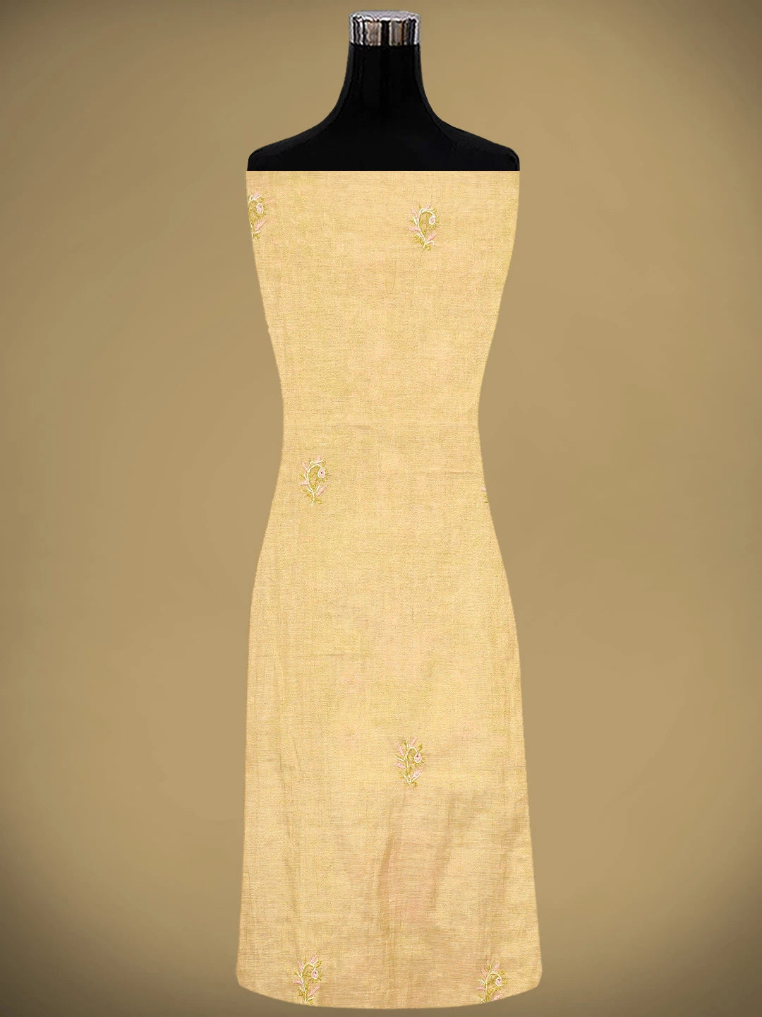 Ada Hand Embroidered Fawn Tissue Lucknowi Chikankari Unstitched Kurta Dupatta Set With Cutdana Work  01A967707