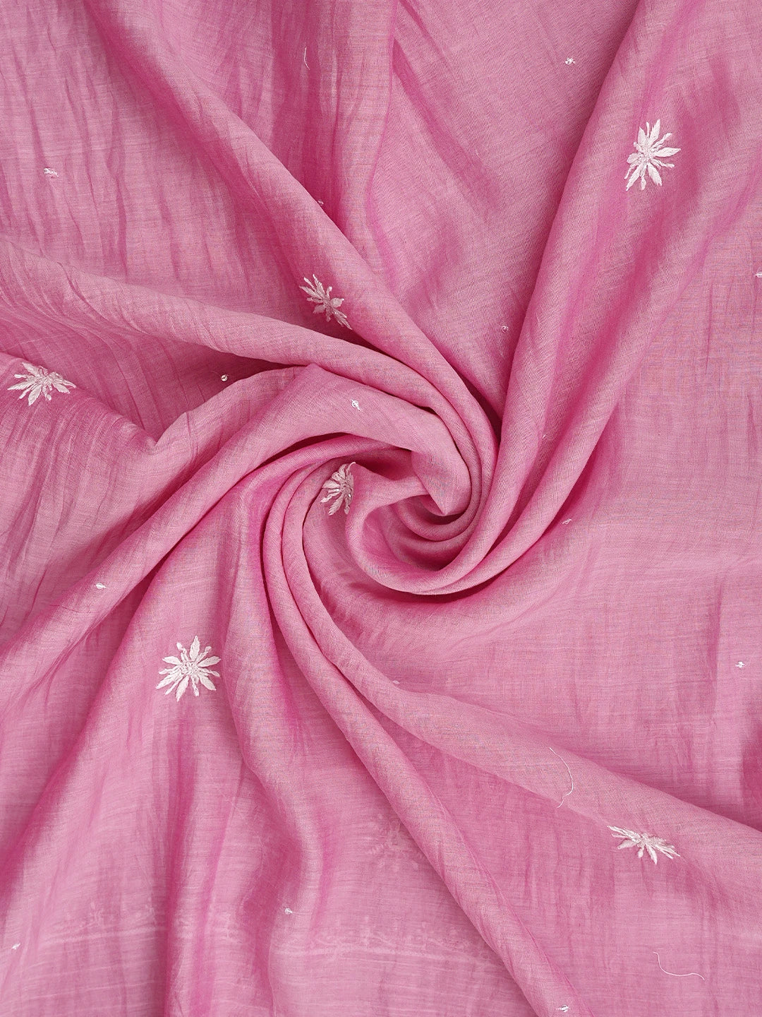 Ada Hand Embroidered Hot Pink Chanderi Lucknowi Chikankari Semi-Stitched Anarkali Kurta Dupatta Set With Cutdana Work 01A971894