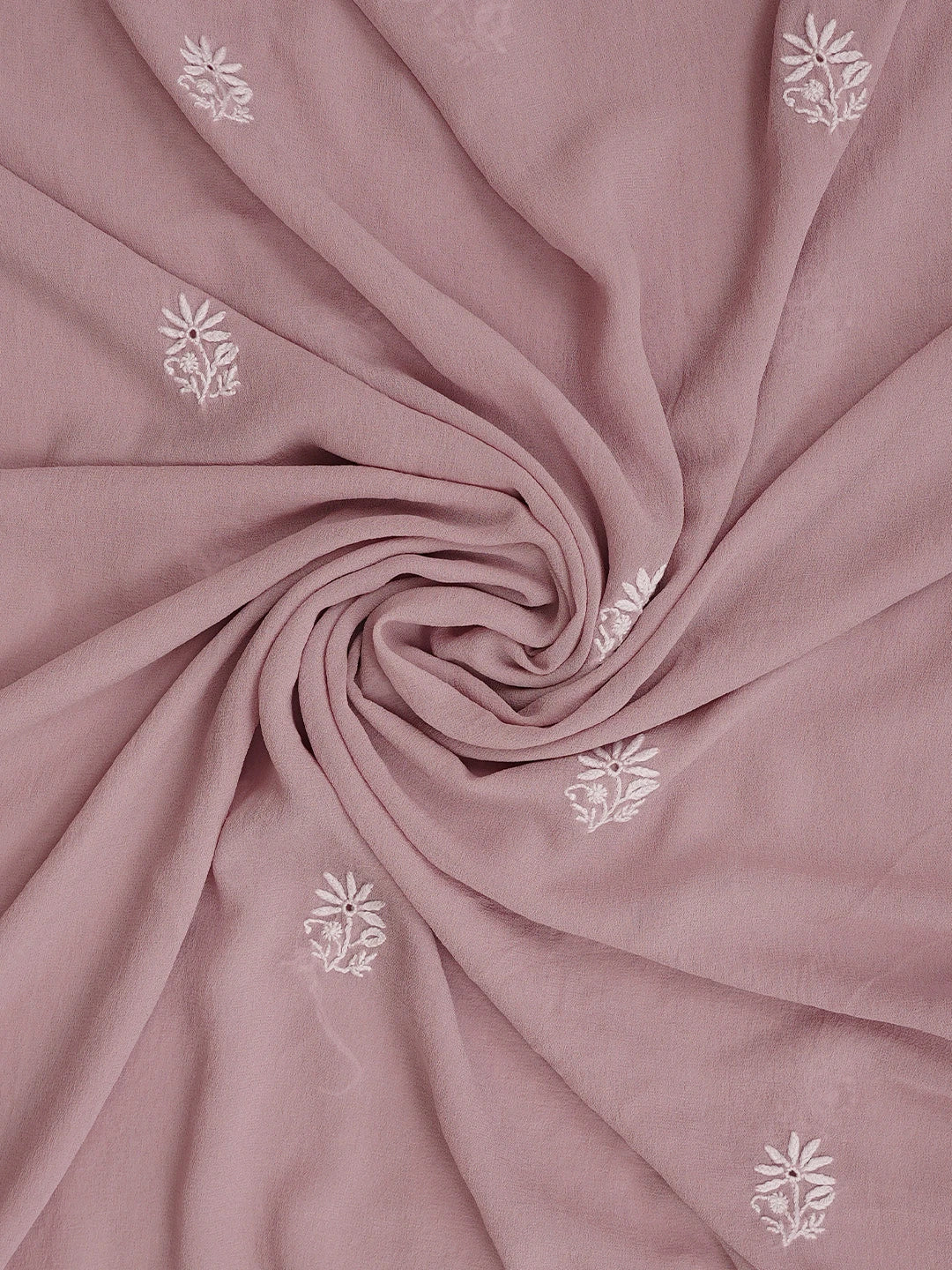 Ada Hand Embroidered Dusty Pink Pure Georgette Lucknowi Chikankari Unstitched Kurta Dupatta Set 01A873633