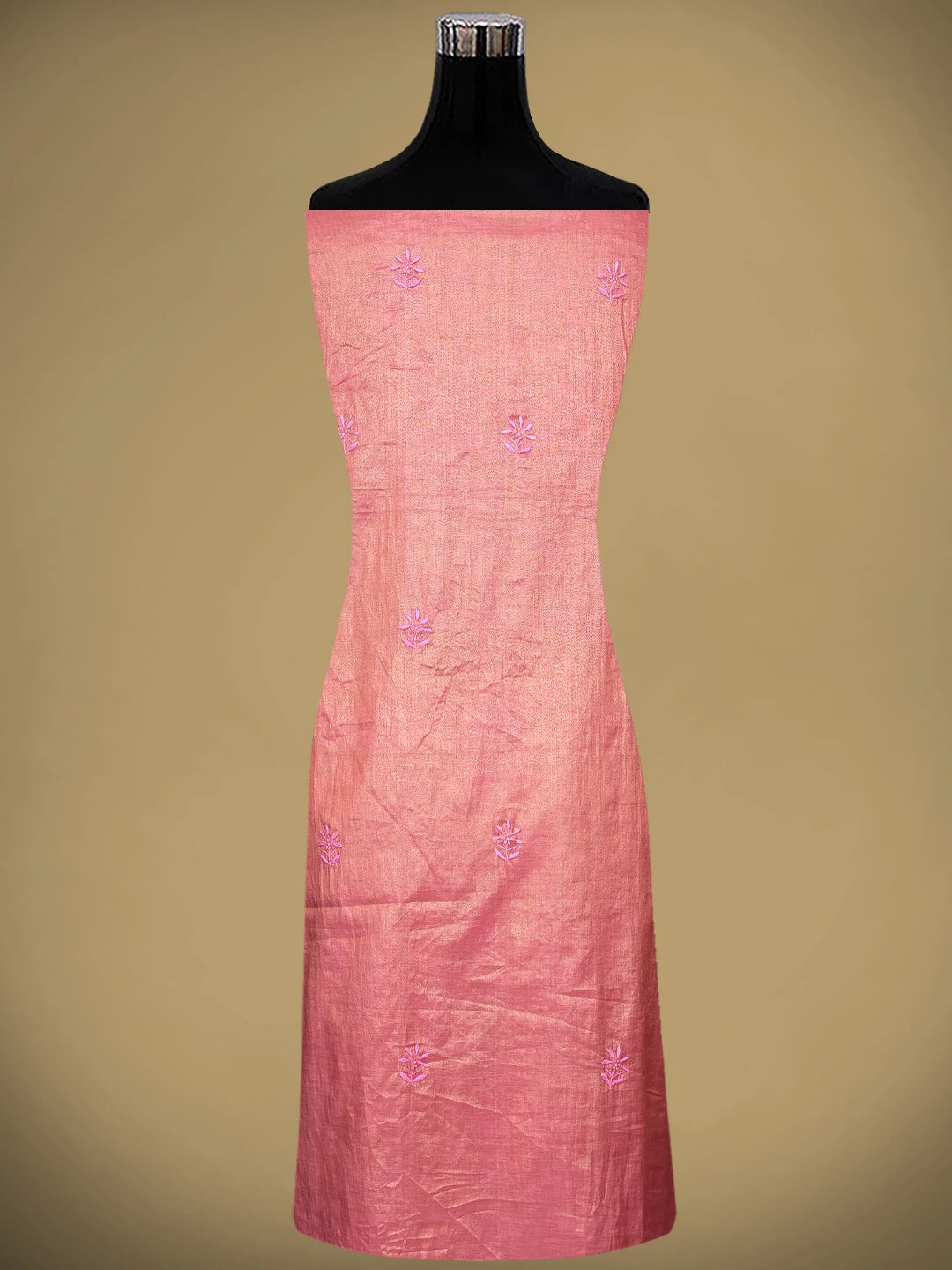 Ada Hand Embroidered Dusty Peach Tissue Lucknowi Chikankari Unstitched Kurta Dupatta Set 01A948058