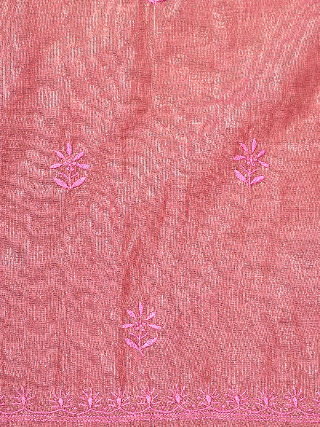Ada Hand Embroidered Dusty Peach Tissue Lucknowi Chikankari Unstitched Kurta Dupatta Set 01A948058