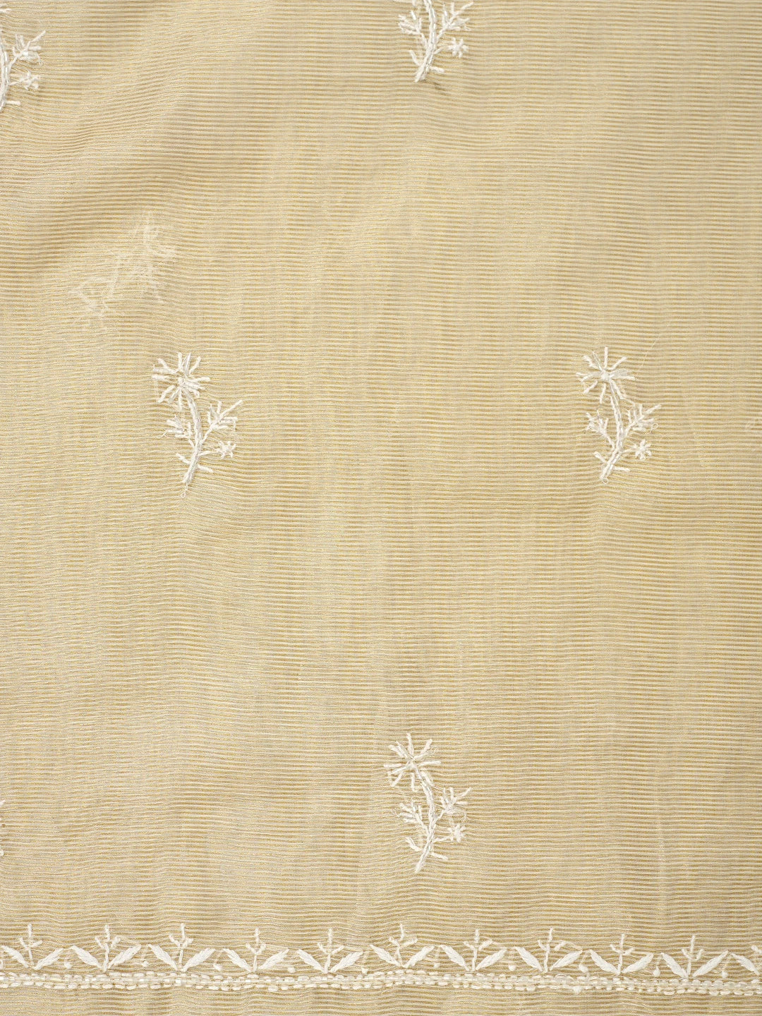 Ada Hand Embroidered Fawn Tissue Lucknowi Chikankari Unstitched Kurta Dupatta Set With Pearl Work 01A972538