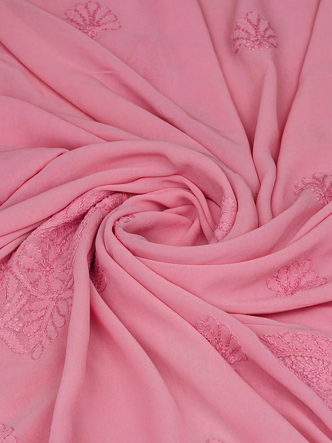Ada Hand Embroidered Pink Viscose Georgette Lucknowi Chikankari Dupatta 01A344836