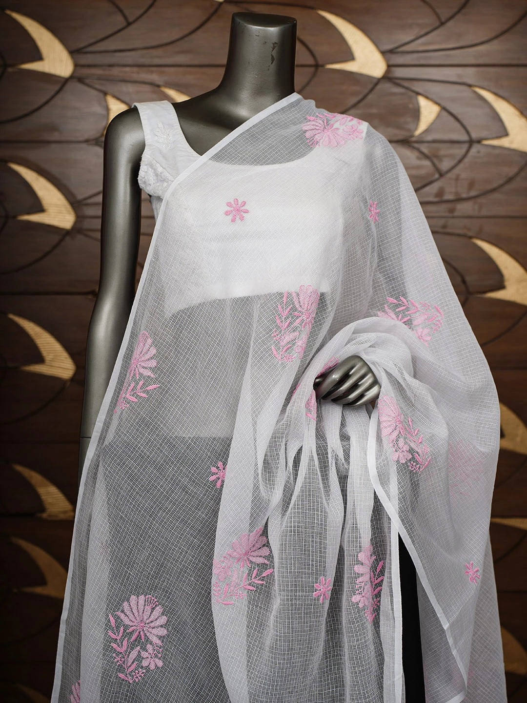 Ada Hand Embroidered White kota Lucknowi Chikankari Dupatta 01A796149