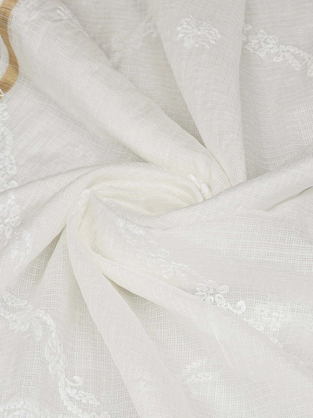 Ada Hand Embroidered White kota Chanderi Lucknowi Chikankari Dupatta 01A960484
