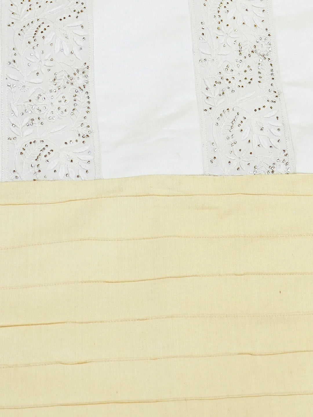 Ada Hand Embroidered White Cotton-Silk Lucknowi Chikankari Cushion Cover With Muqaish/Mukaish Work 01A766606