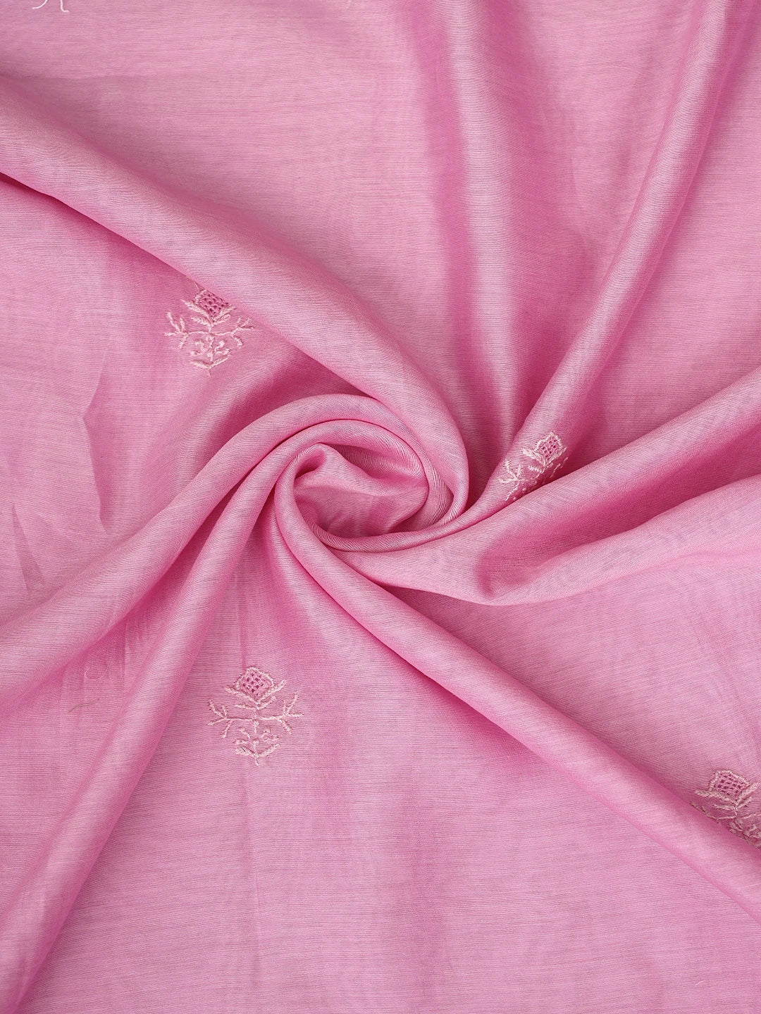 Ada Hand Embroidered Pink Chanderi Lucknowi Chikankari Unstitched Kurta Dupatta Set 01A869382