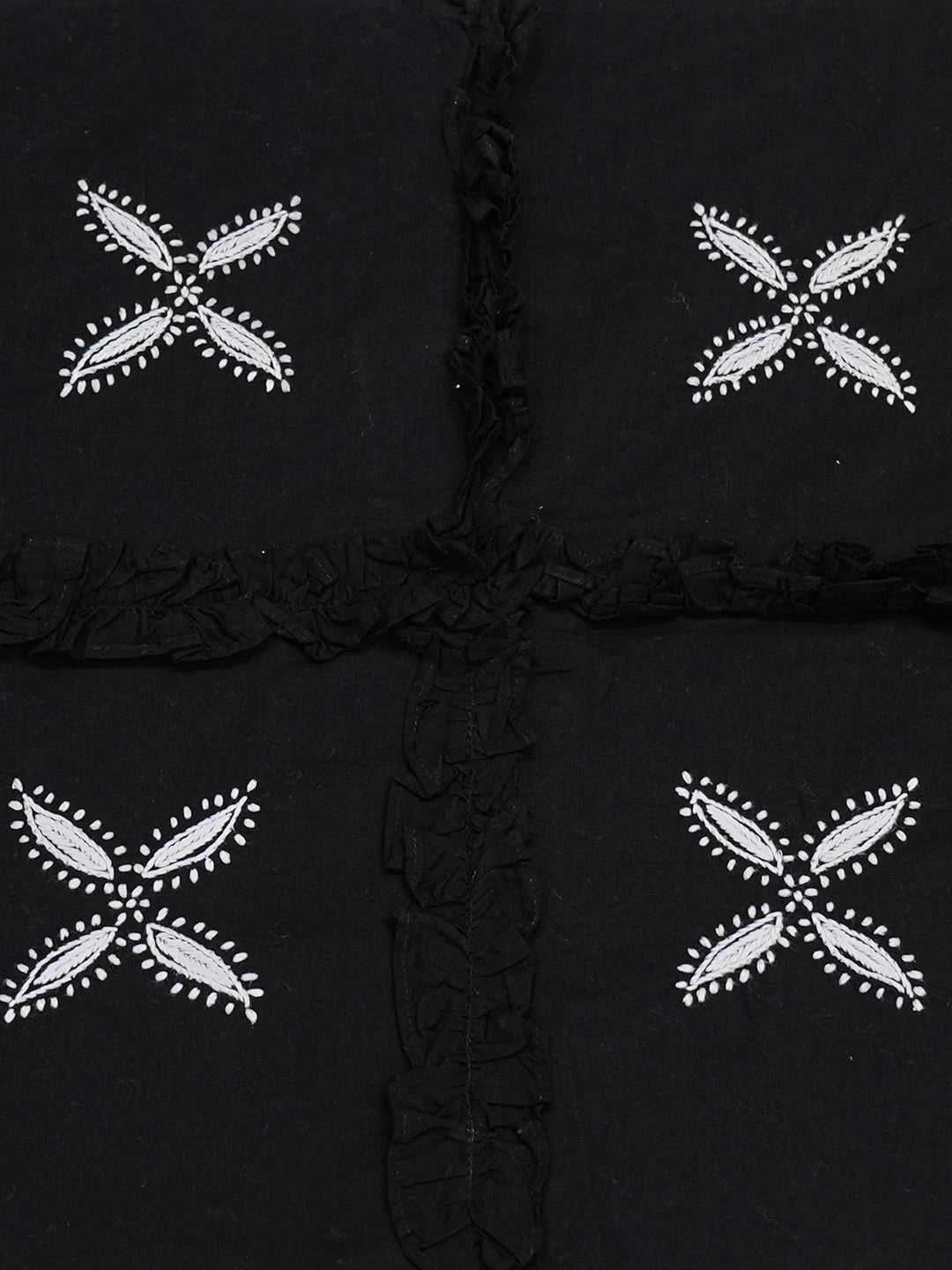 Ada Hand Embroidered Black Cotton Lucknowi Chikankari Cushion Cover 01A540418