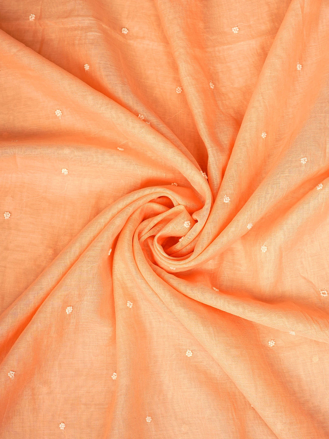Ada Hand Embroidered Peach Chanderi Lucknowi Chikankari Unstitched Kurta Dupatta Set With Pearl Work 01A911043