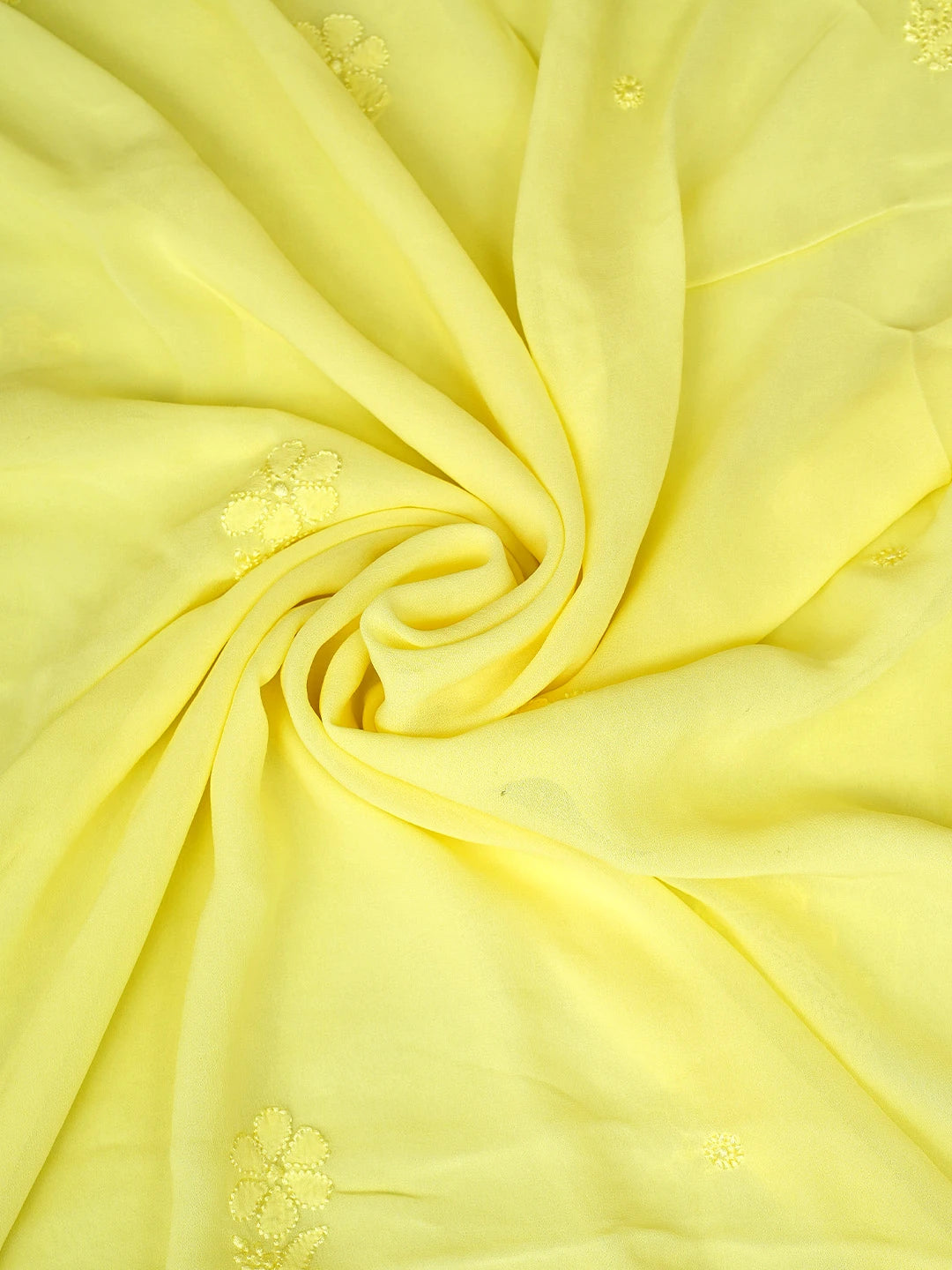 Ada Hand Embroidered Yellow Viscose Georgette Lucknowi Chikankari Unstitched Kurta Dupatta Set 01A962635