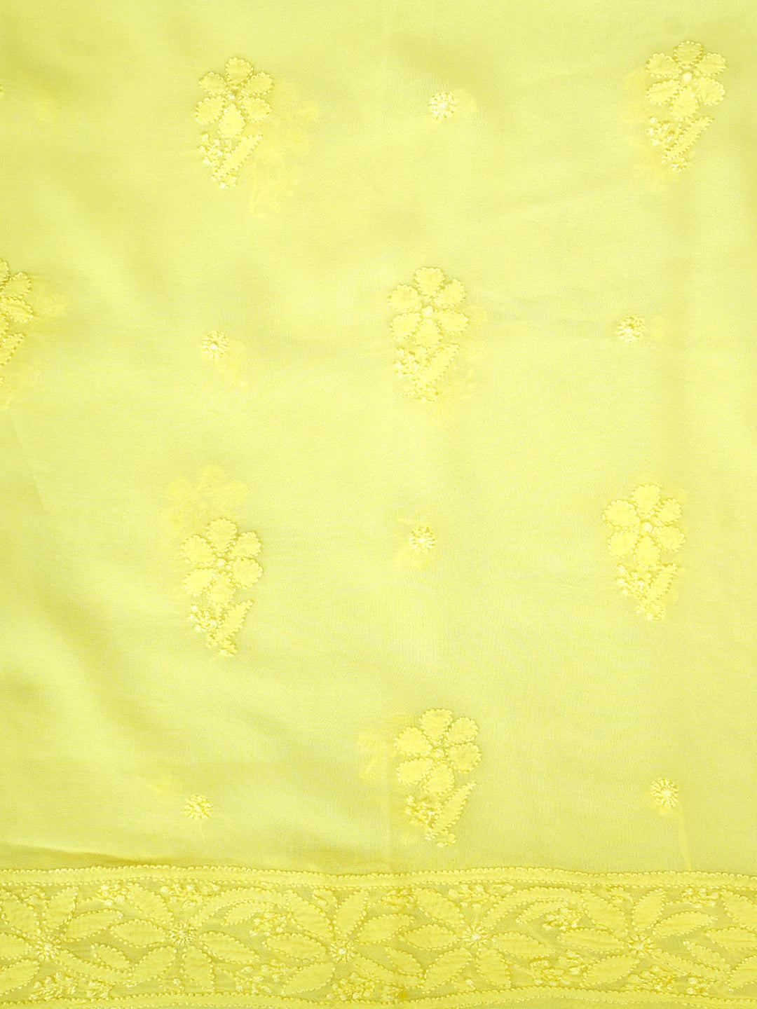 Ada Hand Embroidered Yellow Viscose Georgette Lucknowi Chikankari Unstitched Kurta Dupatta Set 01A962635