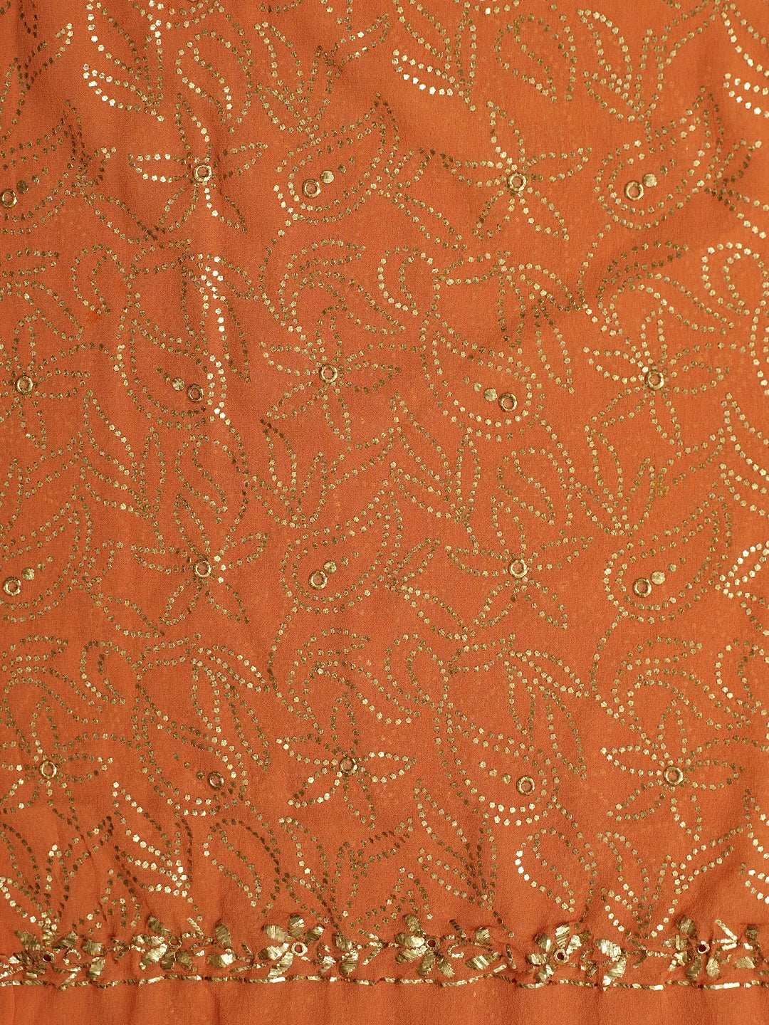Ada Hand Embroidered Coral Glow Pure Georgette Lucknowi Chikankari Unstitched Suit Piece With Muqaish Work A336488