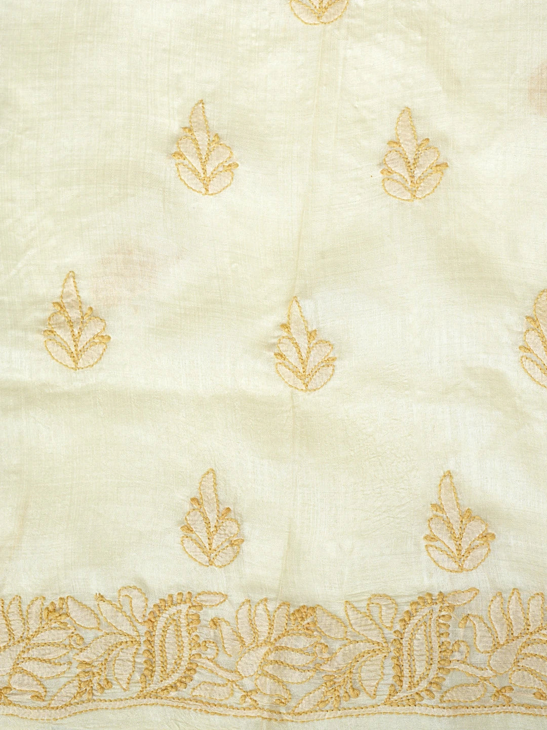Ada Hand Embroidered Fawn Silk Lucknowi Chikankari Unstitched Suit Piece 01A965331