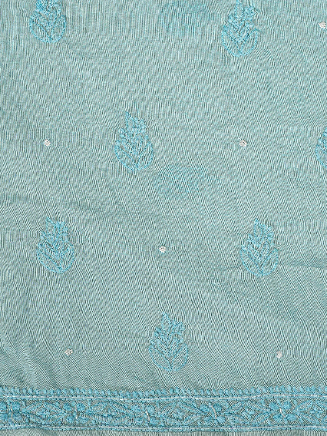 Ada Hand Embroidered Baby Blue Chanderi Lucknowi Chikankari Unstitched Kurta Dupatta Set With Cutdana Work 01A939768