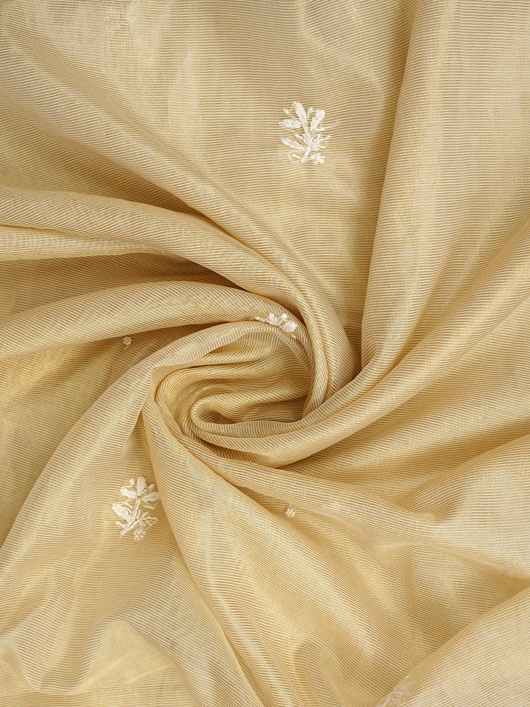 Ada Hand Embroidered Fawn Tissue Lucknowi Chikankari Unstitched Kurta Dupatta Set With Pearl Work 01A972536