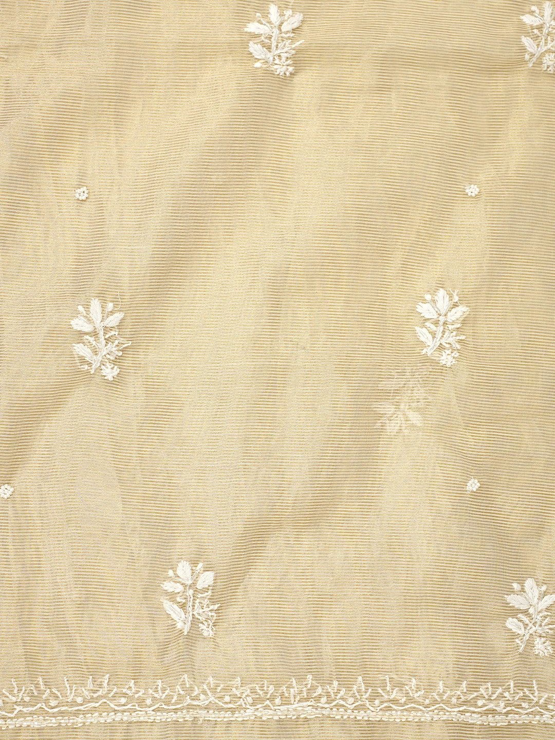 Ada Hand Embroidered Fawn Tissue Lucknowi Chikankari Unstitched Kurta Dupatta Set With Pearl Work 01A972536