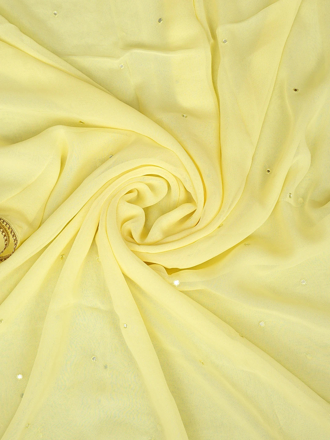 Ada Hand Embroidered Lemon Pure Georgette Lucknowi Chikankari Unstitched Suit Piece With Sequinned Work 01A345376