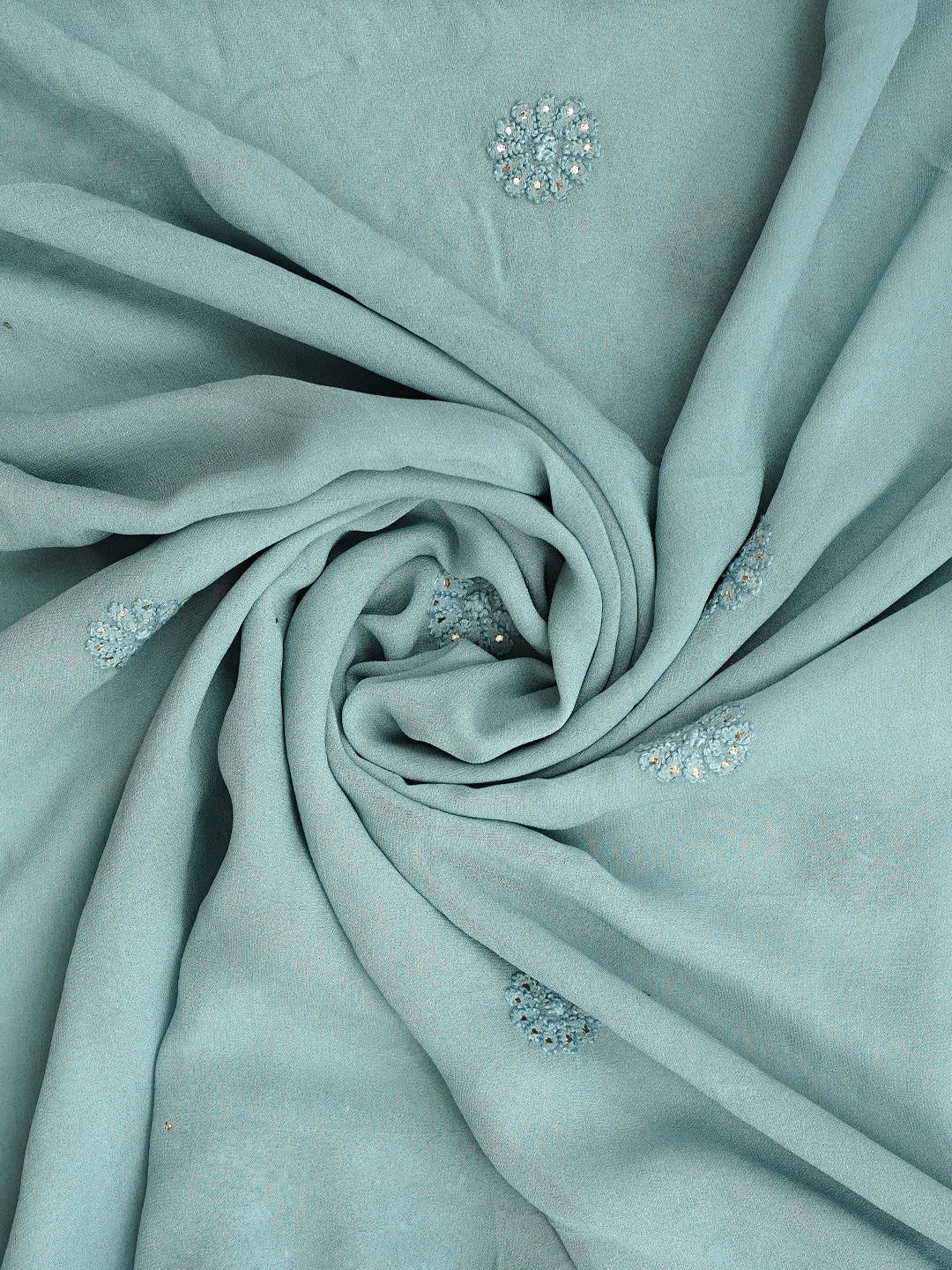 Ada Hand Embroidered Grey Viscose Georgette Lucknowi Chikankari Unstitched Kurta Dupatta Set With Muqaish Work 01A967053