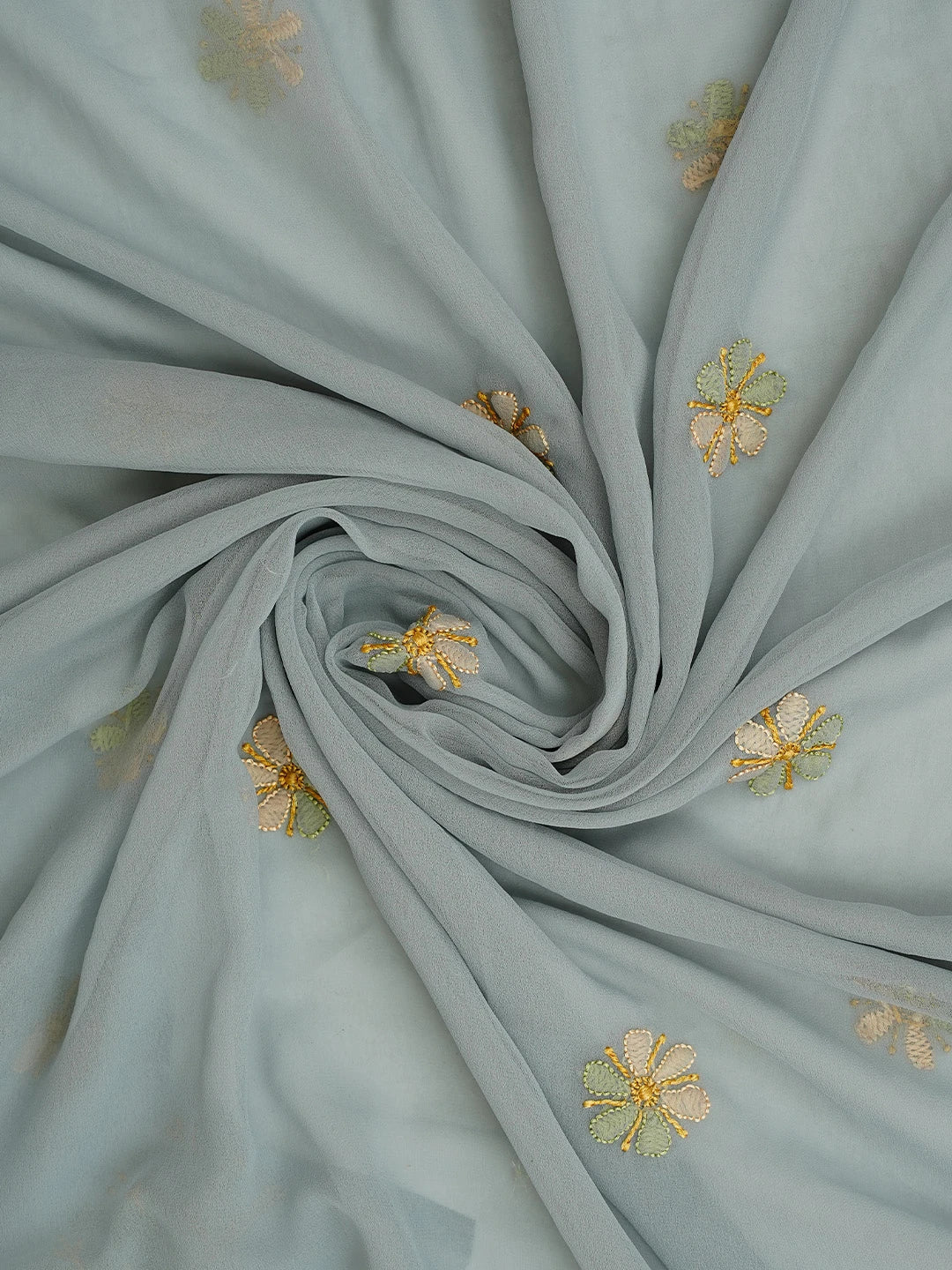 Ada Hand Embroidered Grey Georgette Lucknowi Chikankari Unstitched Suit Piece 01A969582