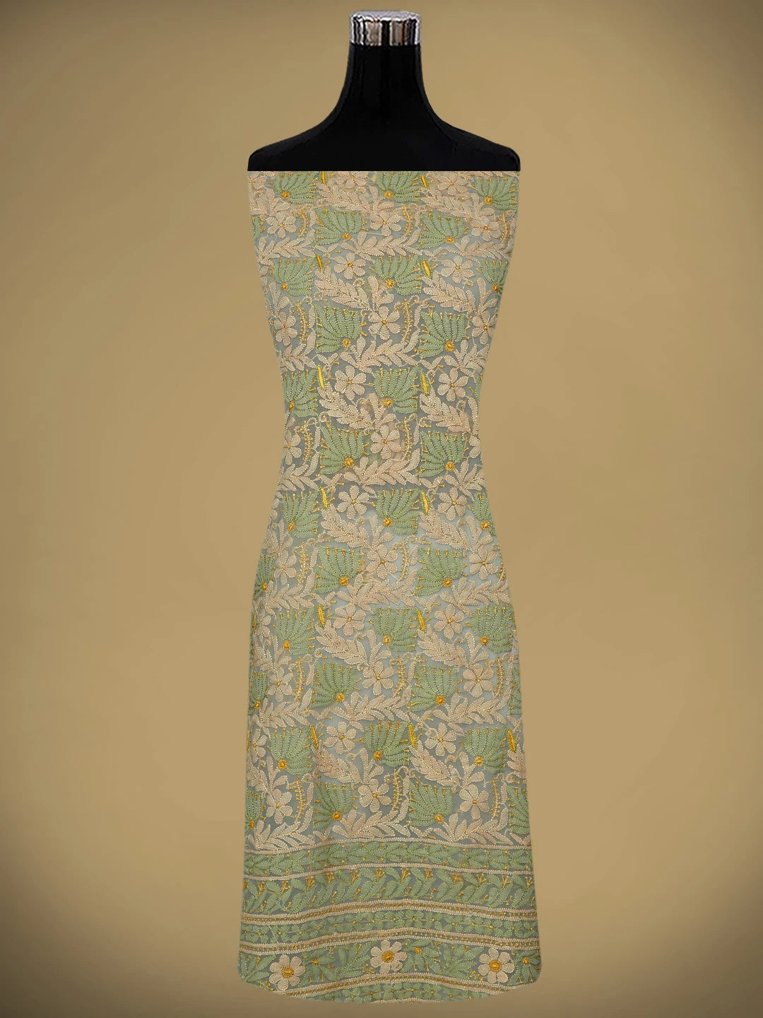Ada Hand Embroidered Grey Georgette Lucknowi Chikankari Unstitched Suit Piece 01A969582