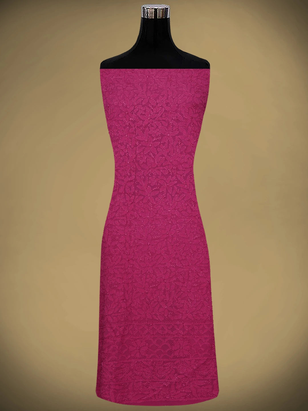 Ada Hand Embroidered Magenta Viscose Georgette Lucknowi Chikankari Unstitched Kurta Dupatta Set 01A922527