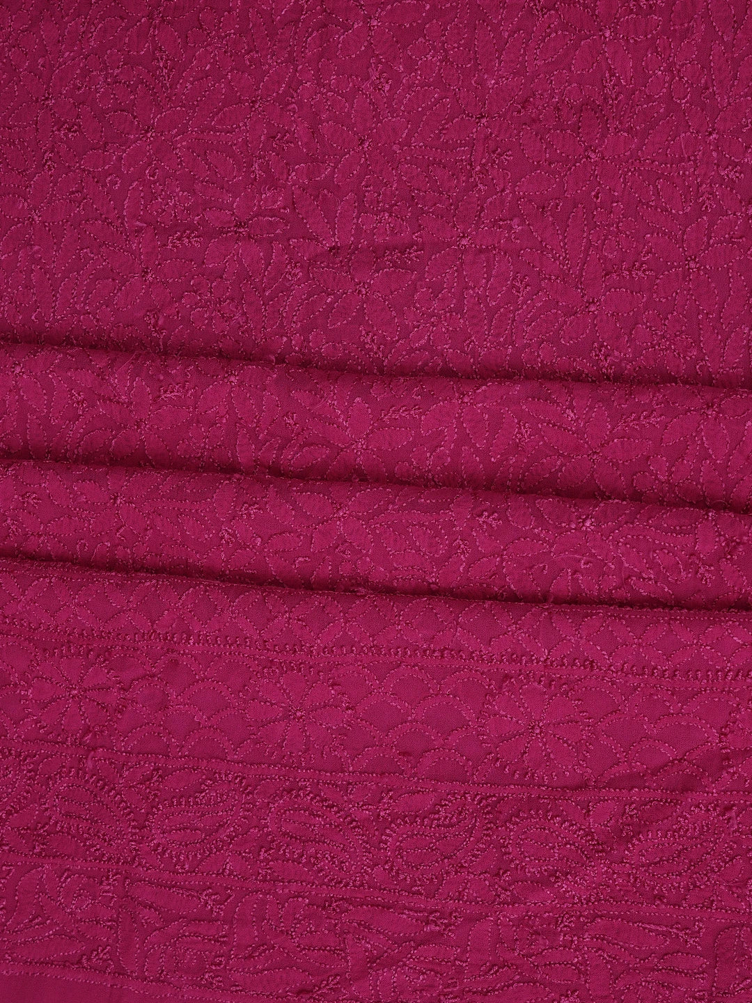 Ada Hand Embroidered Magenta Viscose Georgette Lucknowi Chikankari Unstitched Kurta Dupatta Set 01A922527