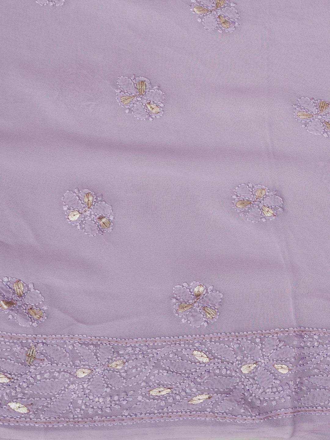 Ada Hand Embroidered Mauve Viscose Georgette Lucknowi Chikankari Unstitched Kurta Dupatta Set With Gota Patti Work 01A962478