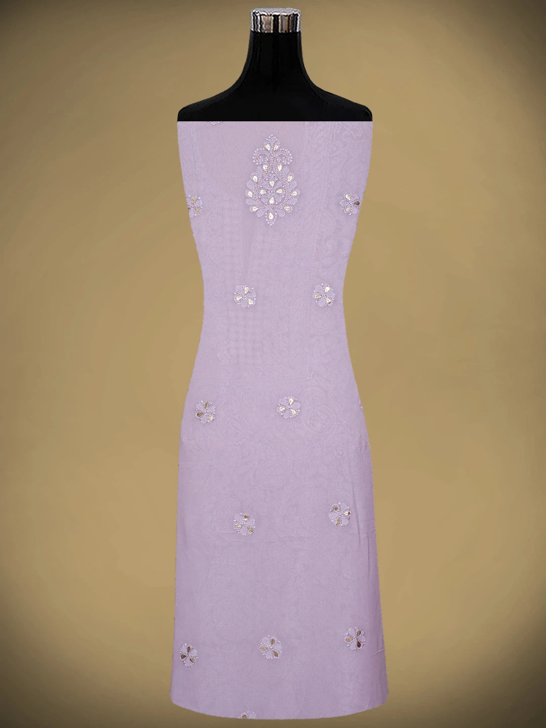 Ada Hand Embroidered Mauve Viscose Georgette Lucknowi Chikankari Unstitched Kurta Dupatta Set With Gota Patti Work 01A962478