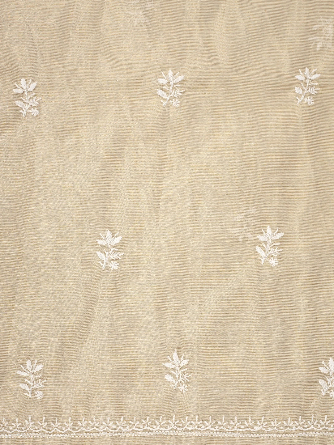Ada Hand Embroidered Fawn Tissue Lucknowi Chikankari Unstitched Kurta Dupatta Set With Pearl Work 01A972547