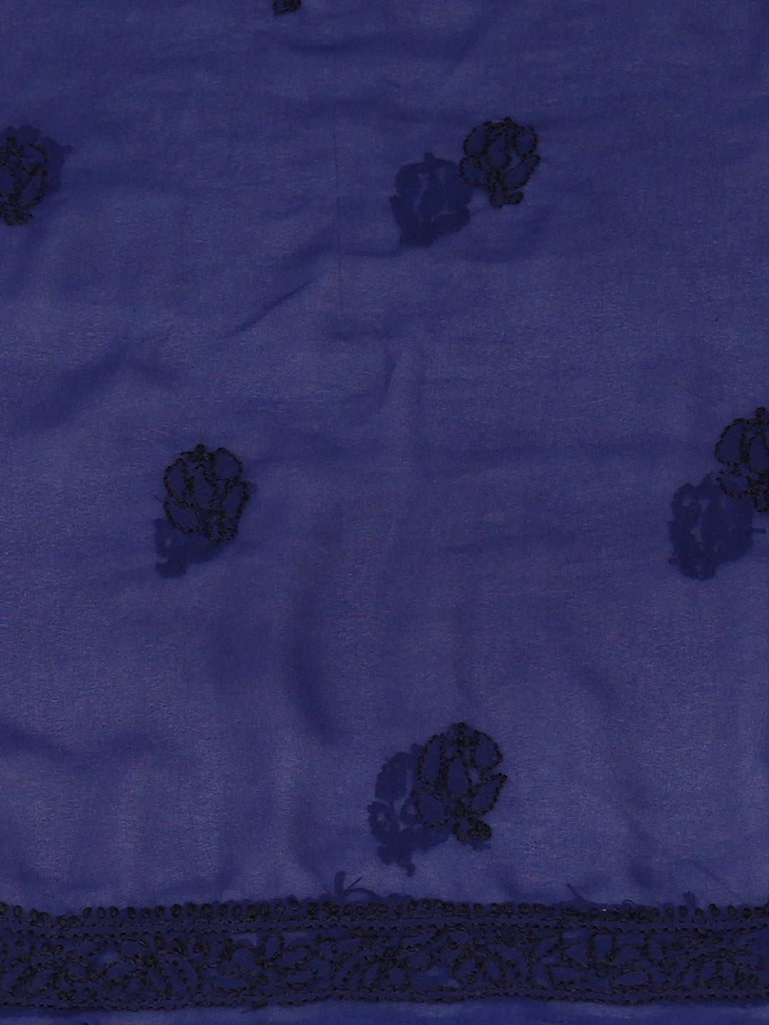 Ada Hand Embroidered Royal Blue Faux Georgette Lucknowi Chikankari Unstitched Suit Piece 01A921624