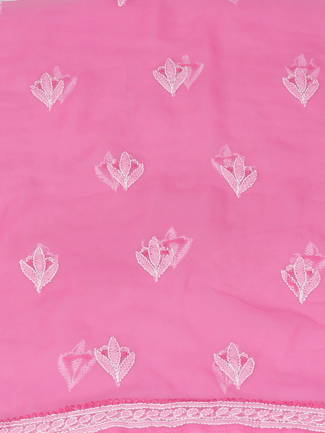 Ada Hand Embroidered Pink Faux Georgette Lucknowi Chikankari Unstitched Suit Piece 01A966551