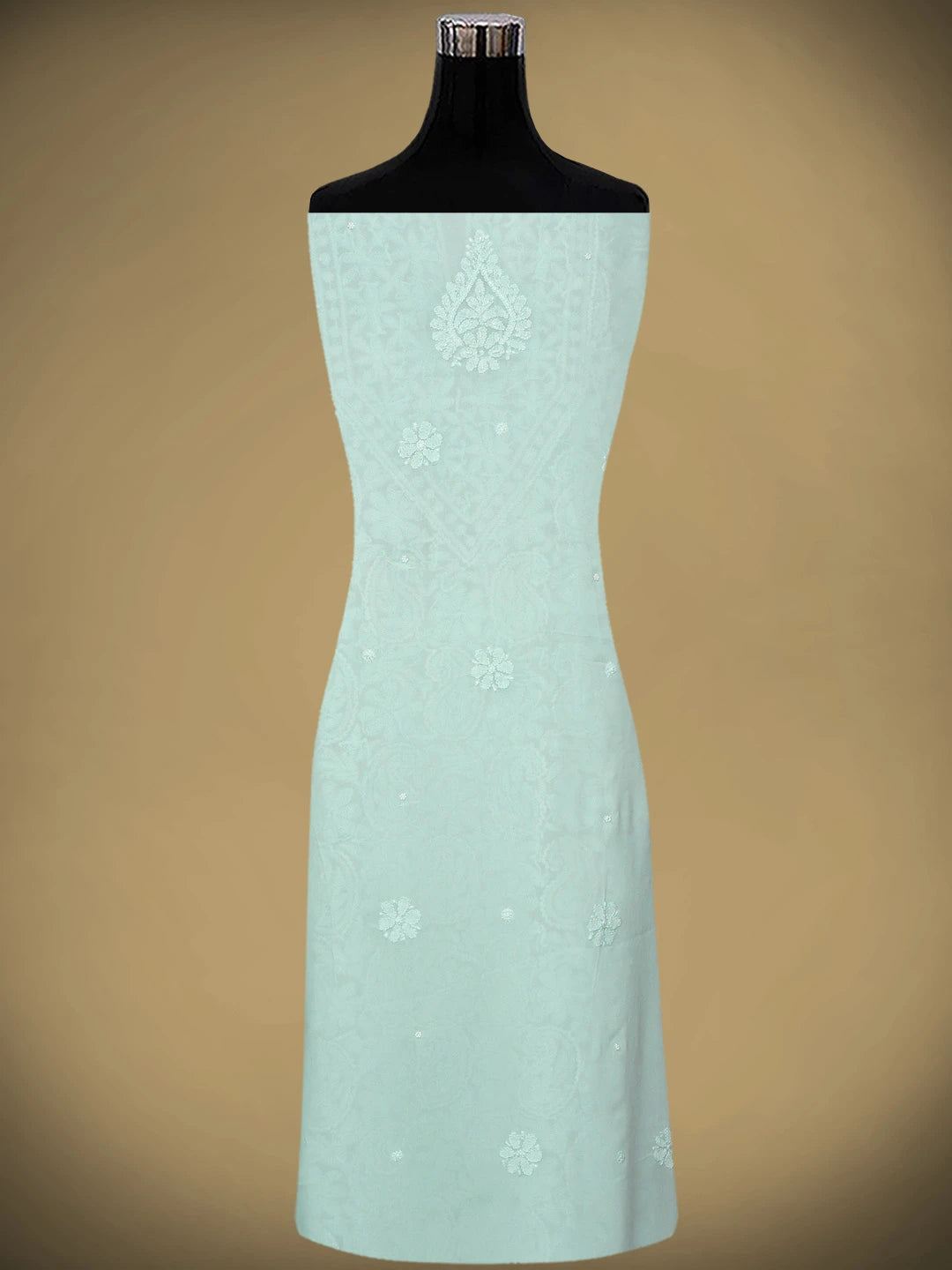 Ada Hand Embroidered Ice Blue Viscose Georgette Lucknowi Chikankari Unstitched Kurta Dupatta Set With Cutdana Work 01A962564