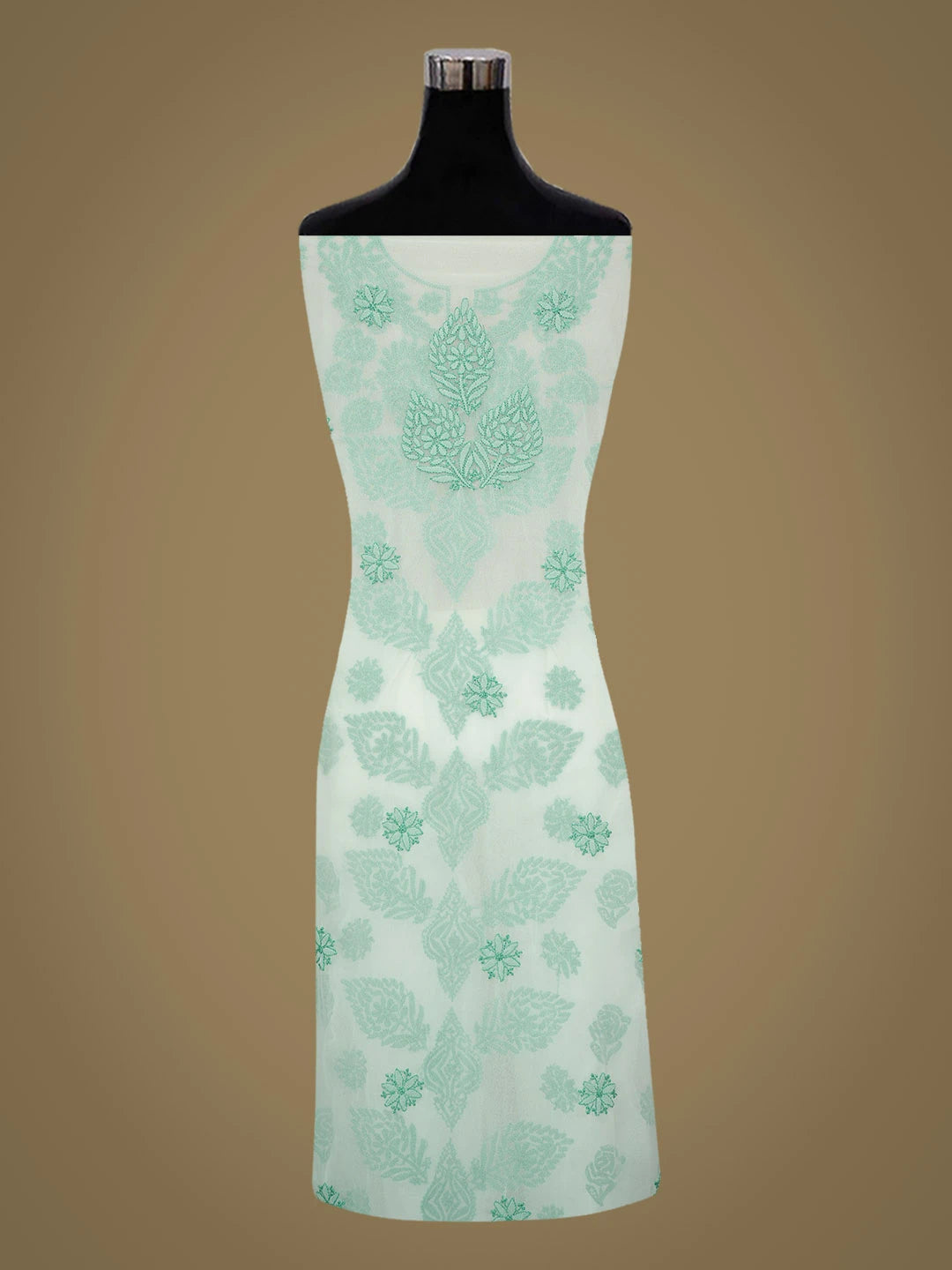 Ada Hand Embroidered Sea Green Faux Georgette Lucknowi Chikankari Unstitched Suit Piece 01A952722