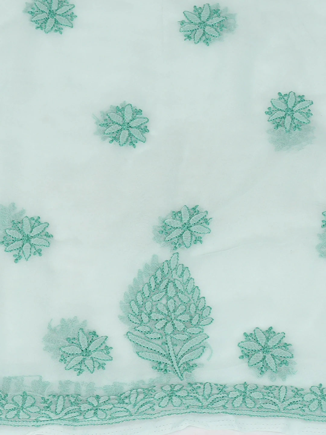 Ada Hand Embroidered Sea Green Faux Georgette Lucknowi Chikankari Unstitched Suit Piece 01A952722