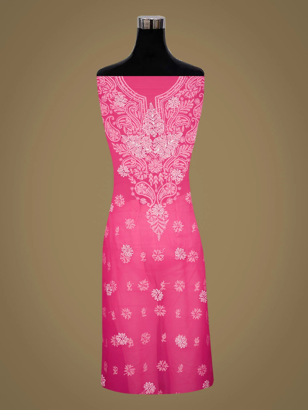 Ada Hand Embroidered Magenta Faux Georgette Lucknowi Chikankari Unstitched Suit Piece 01A944921