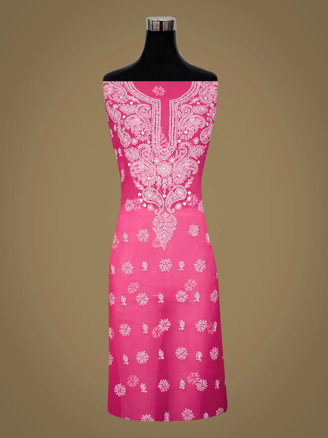 Ada Hand Embroidered Magenta Faux Georgette Lucknowi Chikankari Unstitched Suit Piece 01A944921