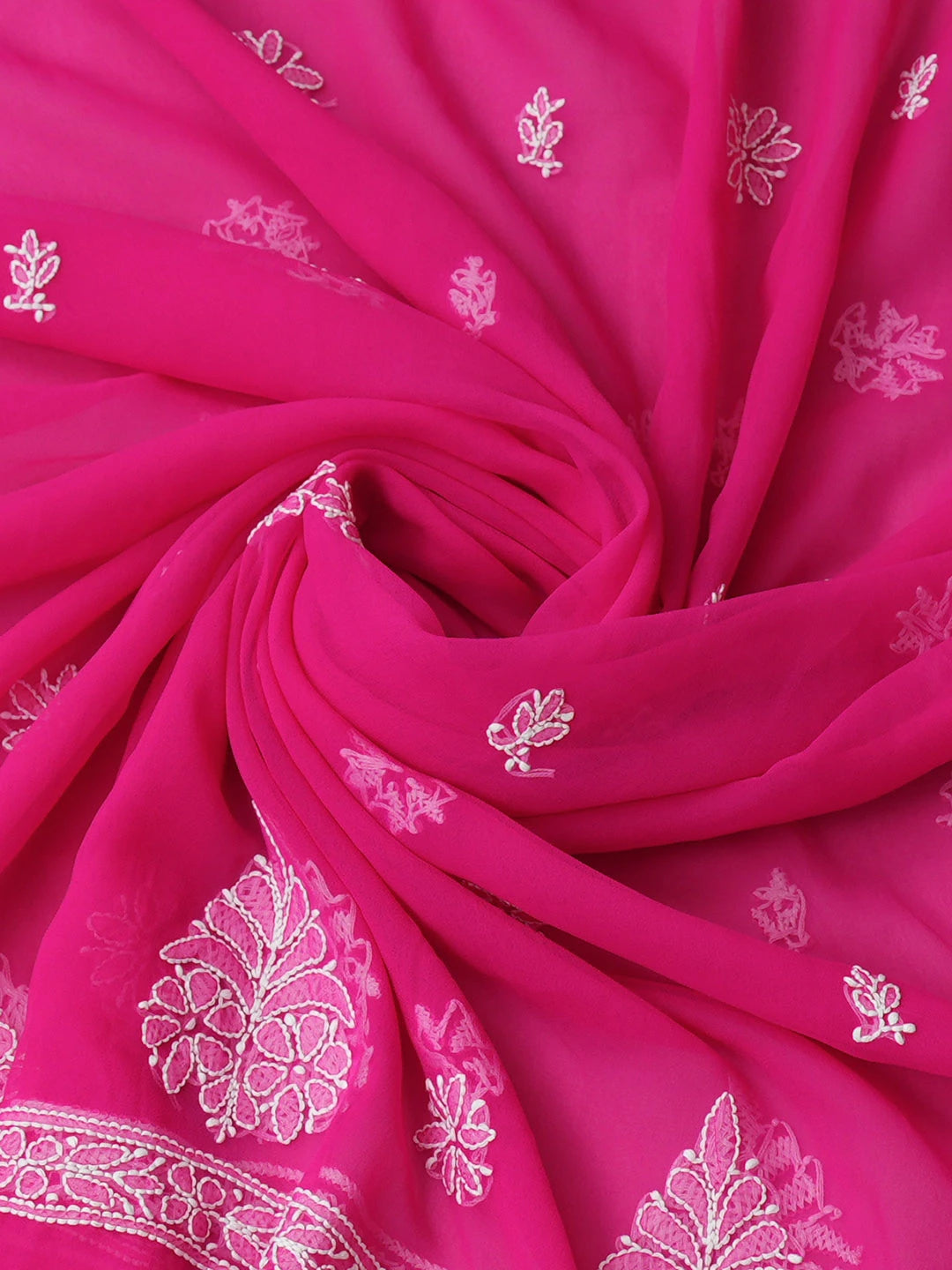 Ada Hand Embroidered Magenta Faux Georgette Lucknowi Chikankari Unstitched Suit Piece 01A944921