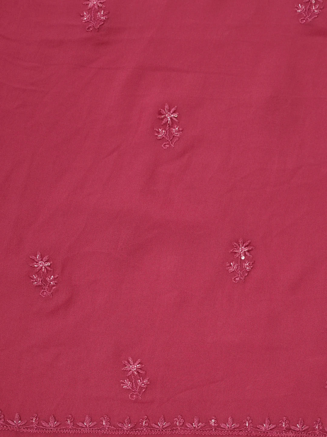 Ada Hand Embroidered Hot Berry Pink Viscose Georgette Lucknowi Chikankari Unstitched Kurta Dupatta Set With Cutdana Work 01A810431