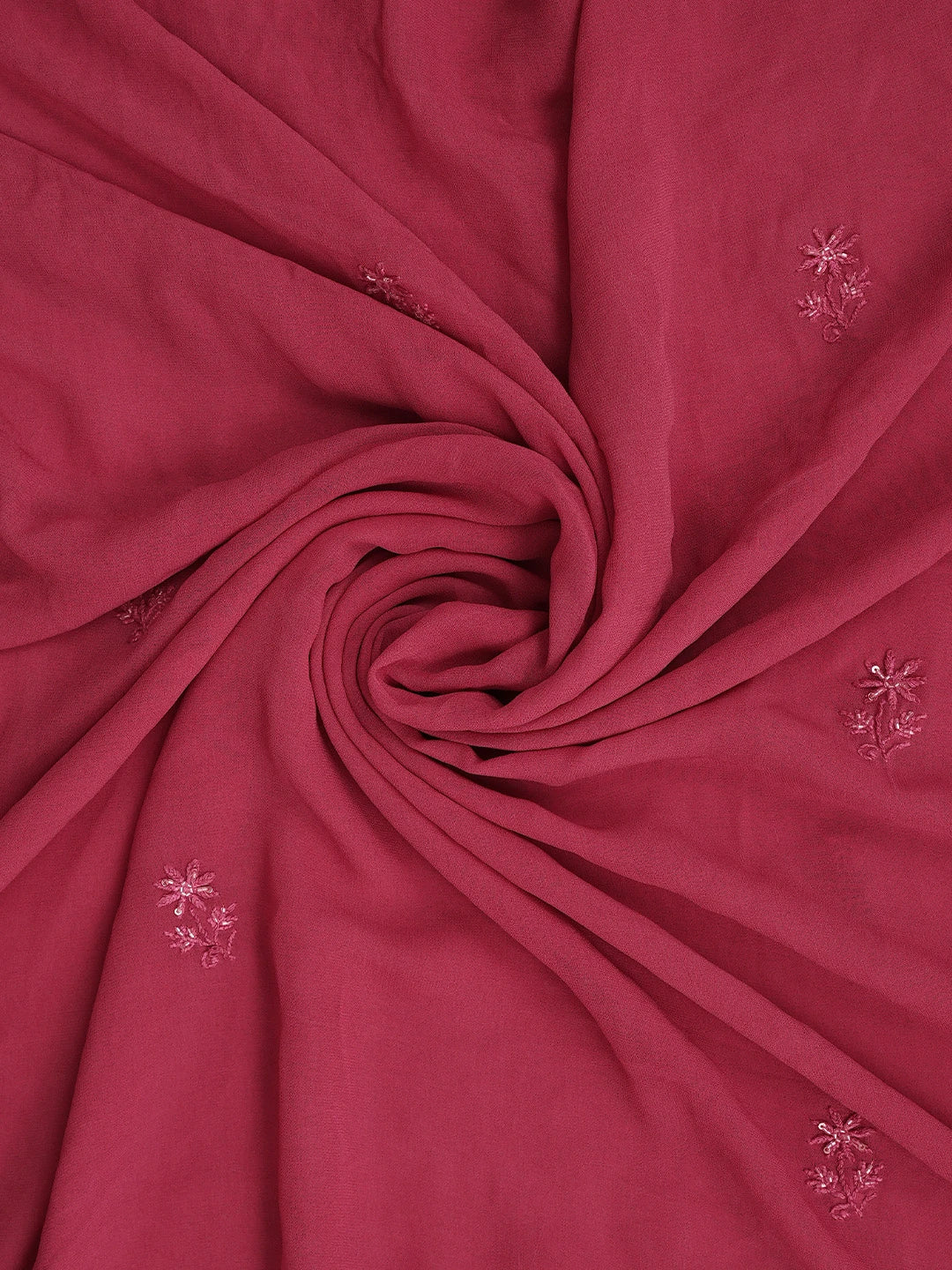 Ada Hand Embroidered Hot Berry Pink Viscose Georgette Lucknowi Chikankari Unstitched Kurta Dupatta Set With Cutdana Work 01A810431