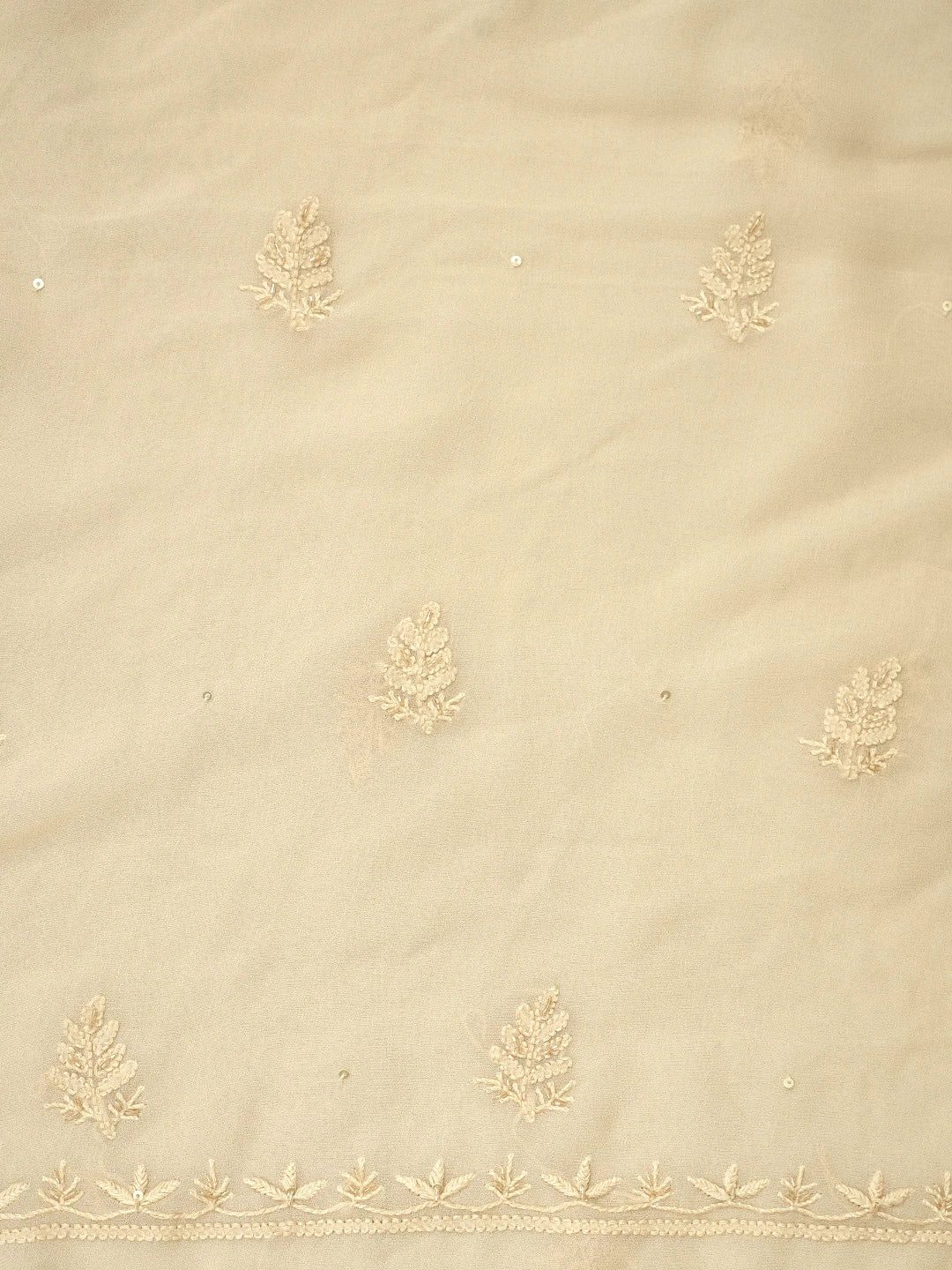 Ada Hand Embroidered Cream Viscose Georgette Lucknowi Chikankari Unstitched Kurta Dupatta Set With Cutdana Work 01A810428