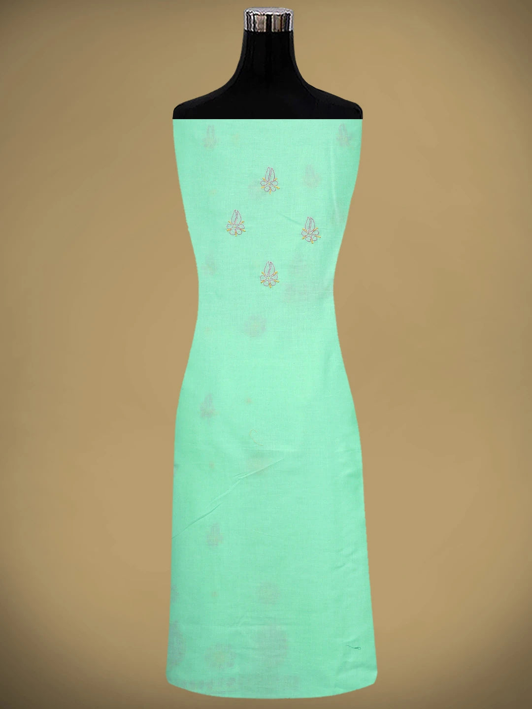 Ada Hand Embroidered Sea Green Cotton Lucknowi Chikankari Unstitched Suit Piece with Chiffon Dupatta 01A818712