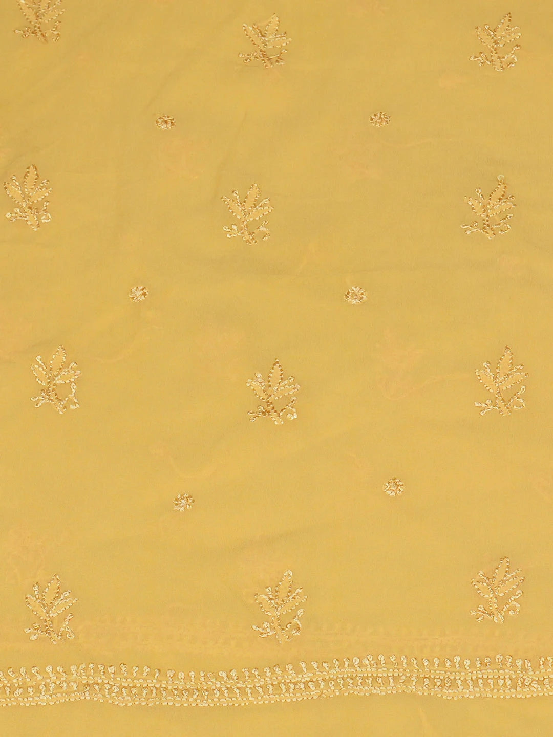 Ada Hand Embroidered Yellow Viscose Georgette Lucknowi Chikankari Unstitched Suit Piece with Chiffon Dupatta 01A922566