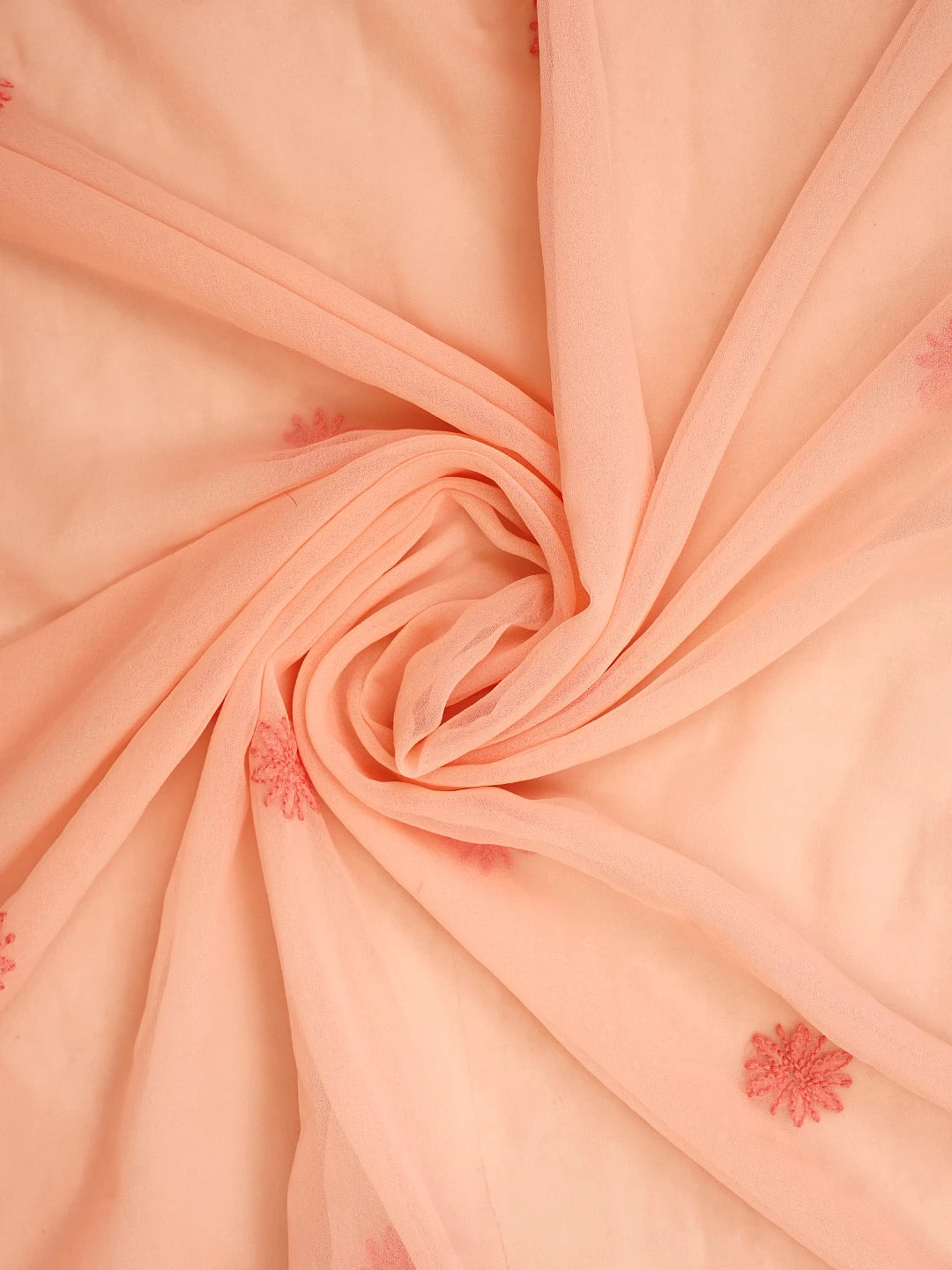 Ada Hand Embroidered Peach Georgette Lucknowi Chikankari Unstitched Suit Piece 01A966630