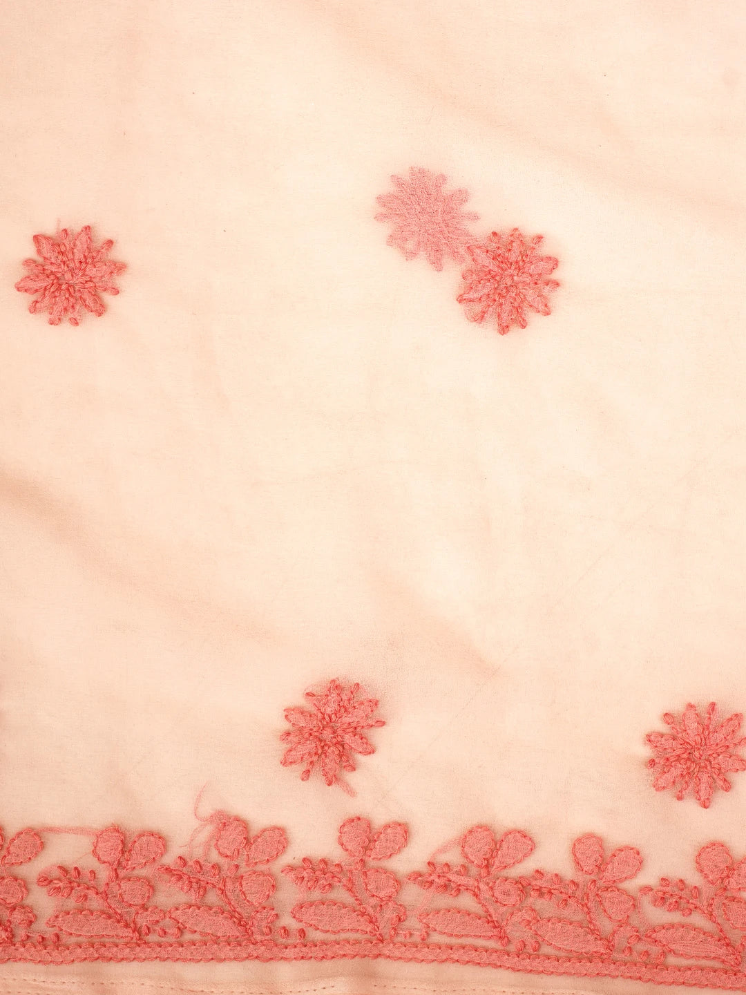 Ada Hand Embroidered Peach Georgette Lucknowi Chikankari Unstitched Suit Piece 01A966630