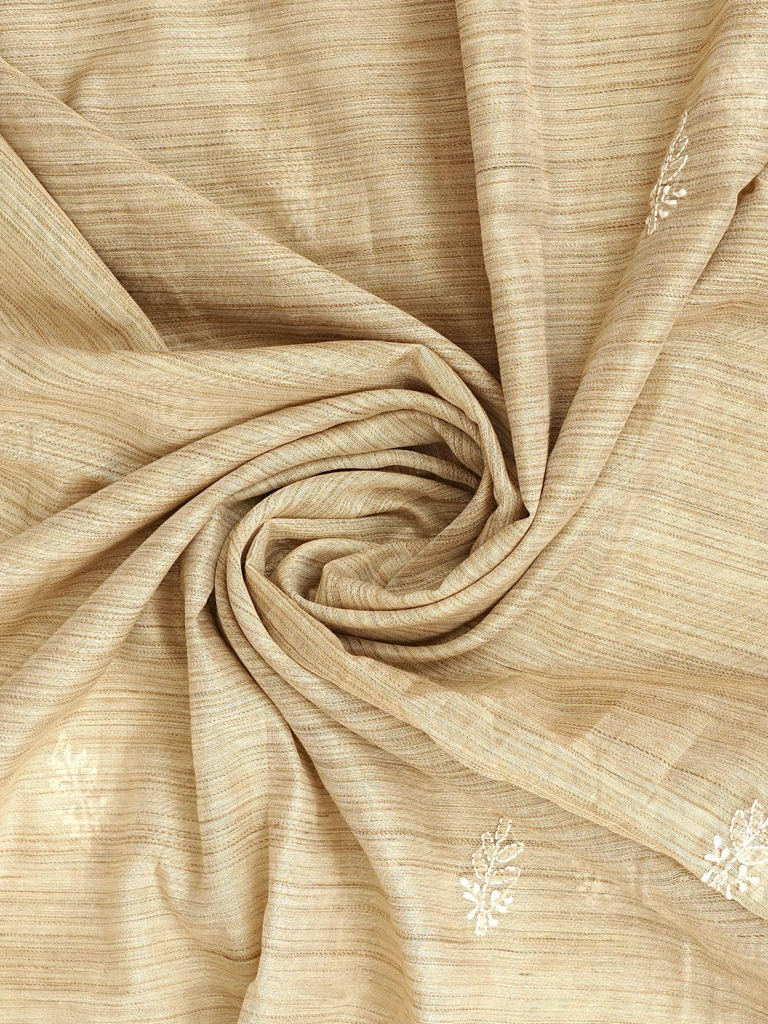 Ada Hand Embroidered Fawn Khadi Lucknowi Chikankari Semi-Stitched Kurta Dupatta Set 01A792090