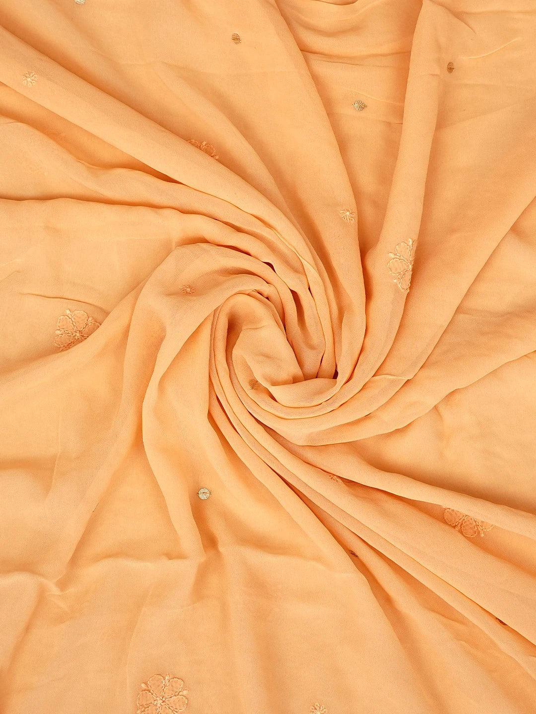 Ada Hand Embroidere Peach Viscose Georgette Lucknowi Chikankari Unstitched Kurta Dupatta Set With Gota Patti Work 01A962624