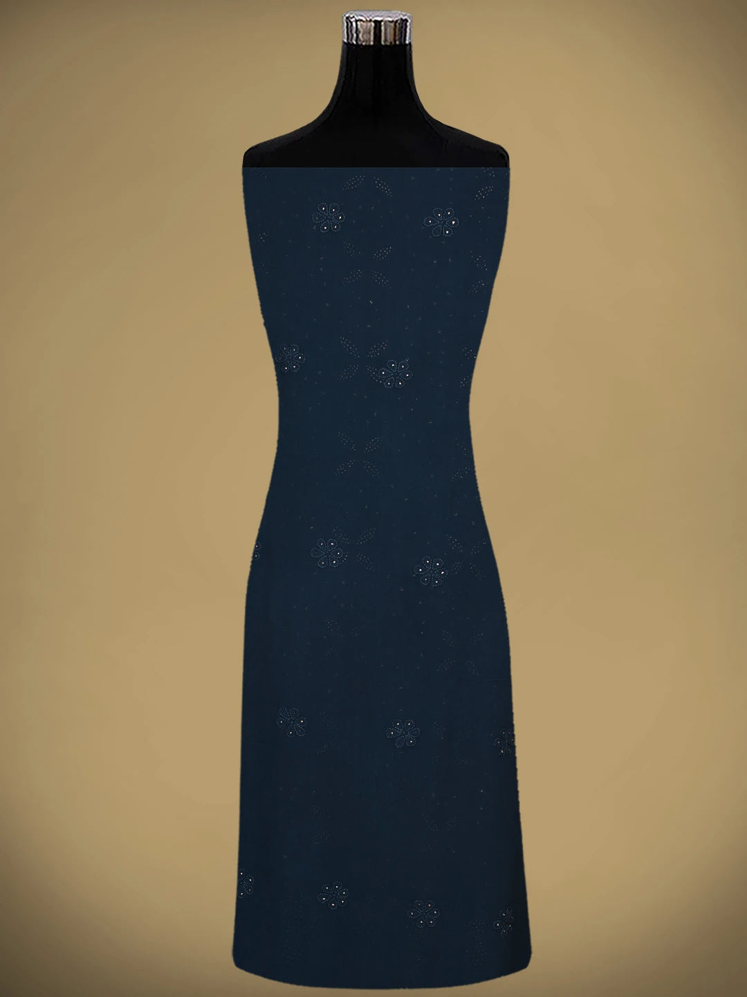 Ada Hand Embroidered Navy Blue Viscose Georgette Lucknowi Chikankari Unstitched Kurta Dupatta Set With Mukaish/Muqaish Work 01A815270