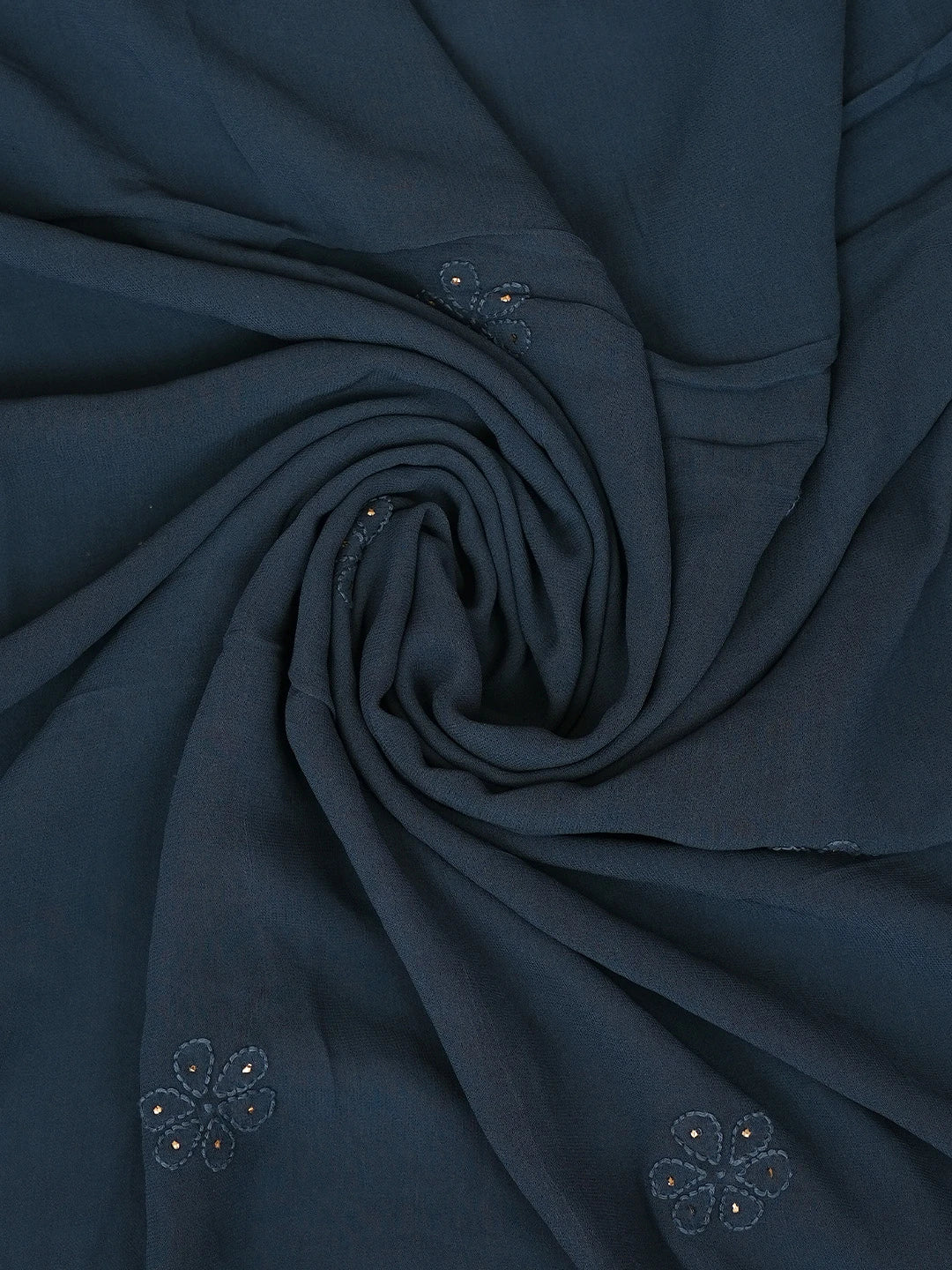 Ada Hand Embroidered Navy Blue Viscose Georgette Lucknowi Chikankari Unstitched Kurta Dupatta Set With Mukaish/Muqaish Work 01A815270